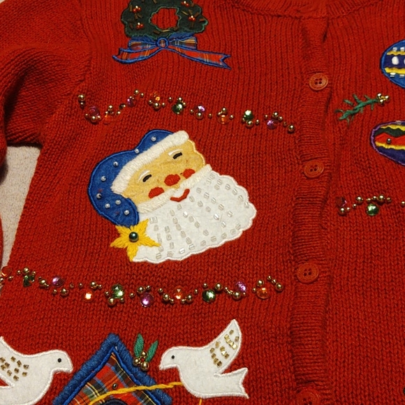 Airport Girls Embellished Red Holiday Sweater Sz M - Picture 3 of 6